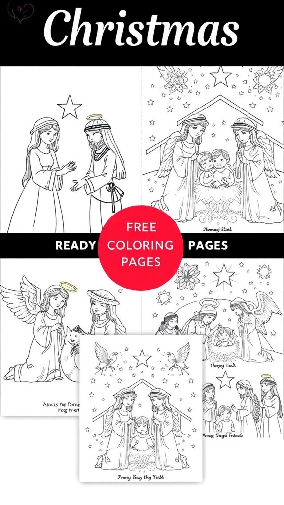 Christmas Coloring Pages Featuring Jesus Christmas coloring pages depicting the nativity and scenes related to the birth of Jesus.